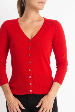 Silk   Cashmere Audrey Cardigan in Red