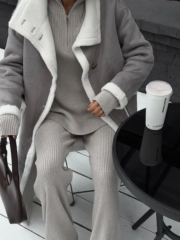 Single Breasted Teddy Bear Patched Coat | Cozy Longline Coat for Winter