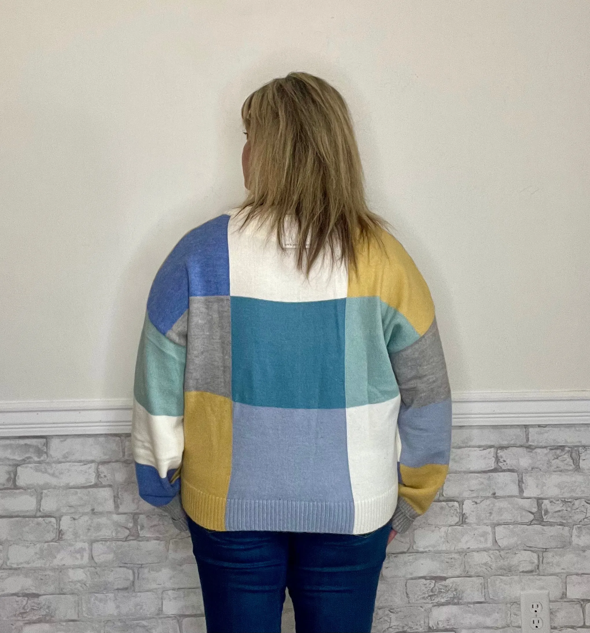 Soft Seafoam Color Block Sweater