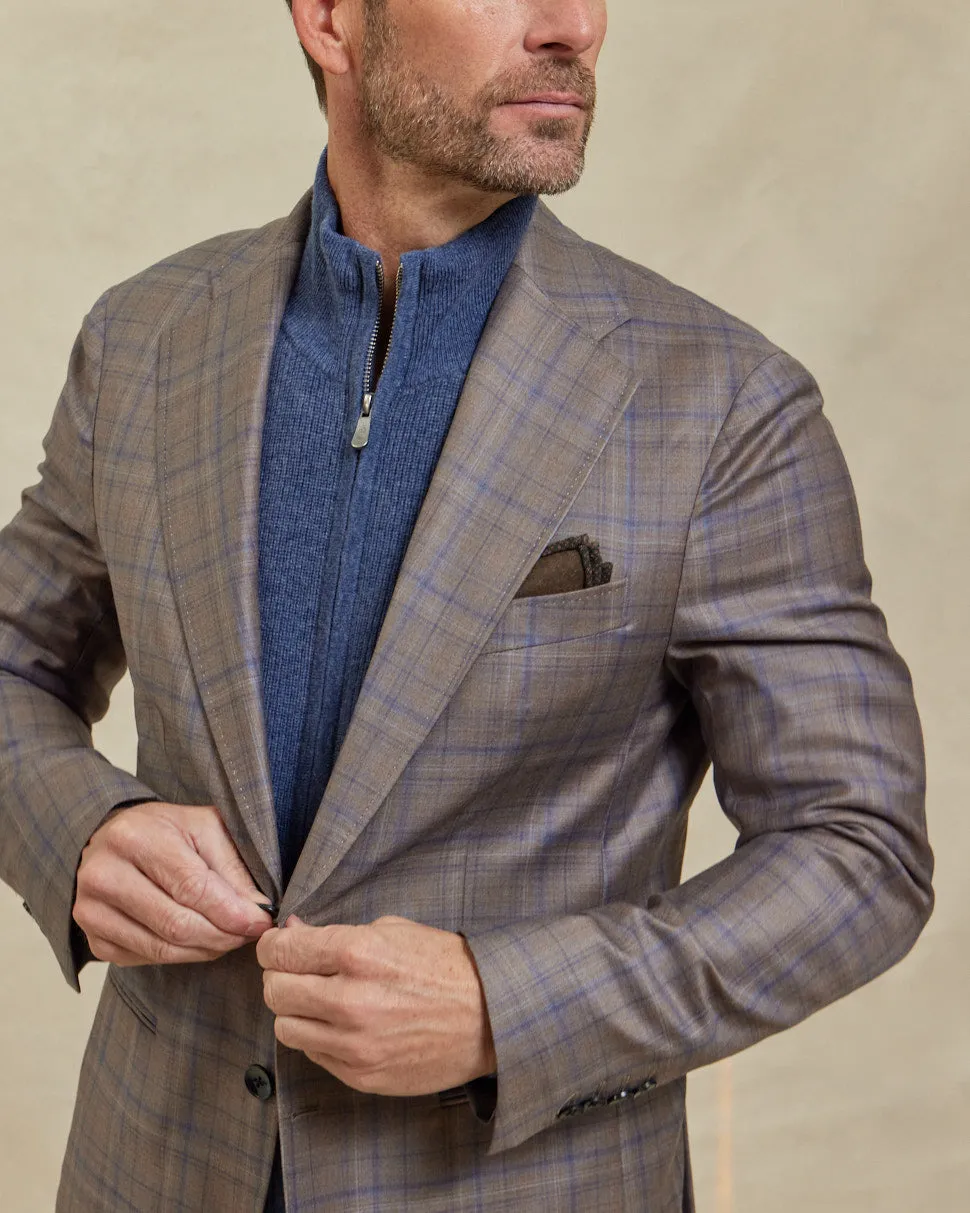 The Cameron - Reda Sport Coat - Tan Blue Plaid