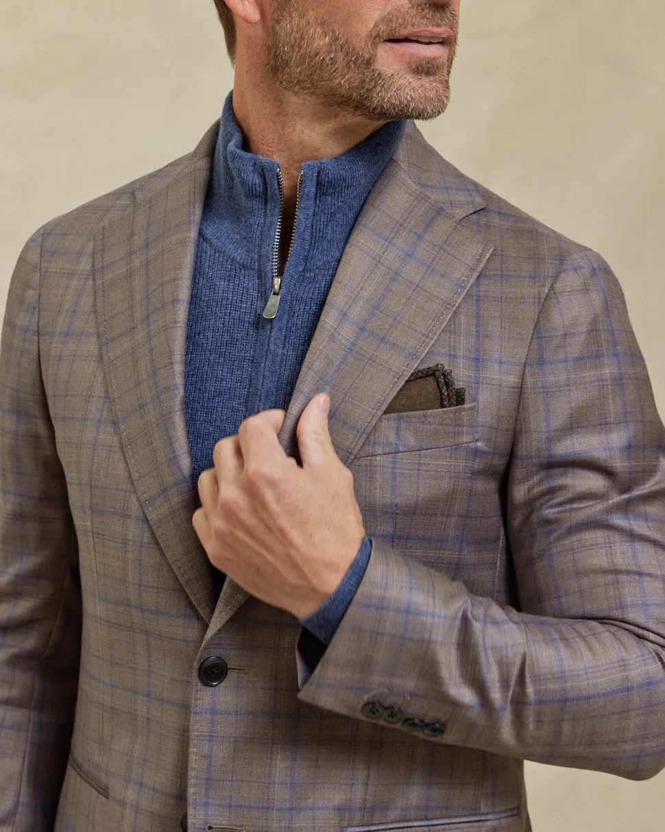 The Cameron - Reda Sport Coat - Tan Blue Plaid